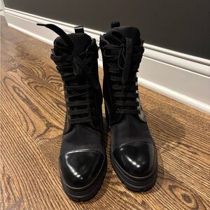 Prada Women's Black Lace-Up Boots